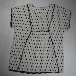 J Crew womens swim beach coverup white black diamonds pattern knit short sleeve